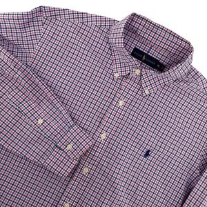 Ralph Lauren Men's XL Plaid Button Down Shirt Long Sleeve Pink Blue Check Preppy
